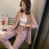 Plus Size Spring Summer Pants Suits Office Lady Two-Piece Set Female Casual Blazer Jacket+ Trousers Slim