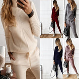 Winter 2022 Turtleneck Sweater Pants Knitted Suit 2 Pieces Set Fashion Casual Pullover Trousers Suits Women