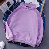 Hoodies Solid Color Hooded Tops Women Men O Neck Sweatshirt Long-sleeved Winter Plus Velvet Thickening Coat