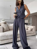 Women's Clothing 2025 Spring New V-Neck Sleeveless Vest Hanging Broad-Legged Trousers Casual