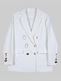 Korean Fashion White Blazer For Women Notched Collar Long Sleeve Solid Minimalist Blazers Female Spring Clothes
