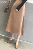 Summer Elegant Women Skirt Ladies Satin Skirt Plain Shiny Vintage Skirts Solid Office High Waist Fashion Party Skirts