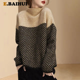 New 2022 Autumn Spring Knitting Turtleneck Pullovers Loose Sweater Multi Color Bottoming Long Sleeve Minimalism