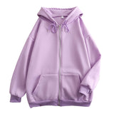 Flat Hooded Ins College Windy Loose Zipper Thick Hooded