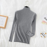 Casual Sweater Women 2021 Long Sleeve Ruffle Sweater Knitted Slim Korean Pullover Solid Bottoming Shirt All Match