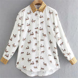 White Tiger Animal Print Satin Shirts Casual Office Ladies Blouse Za Chemise Women 2021 Chemisier Femme Spring