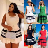 Women's Small Scented Striped U-Neck Cake Ponve-Free Sleeveless Knitted