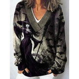 Christmas Abstract 3D Print Big V-Neck Long-Sleeved