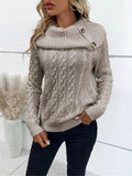 And Winter New Knitted Collar Button Design Shoulder Sleeve