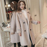 Loose Pink Casual Button Wool Blends Hot Sale Winter Warm Jacket Long Cashmere Vintage Female Autumn Women's Wool