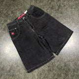 Selling Popular Style Y2K Hip Hop Original Dormitory Gothic Style Funny Style Printed Denim Shorts For Men-Outfit