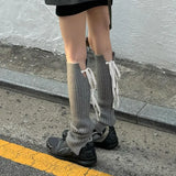 Fashion Fashion Tie Girl Bowknot Knitting JK Style Solid Color Pile Socks 2024 Spring / Summer New Style-Outfit