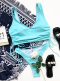2 Piece Ruched Strings Sleeveless