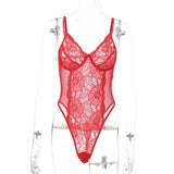 New Red 2020 Lace Bodysuit With Bone Lace Floral Bodysuits Women Nigh Wear Clothes Romper Cute Jumpsuits