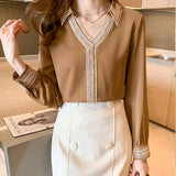 embroidery ladies shirts Women's Blouses 2021 Spring Autumn Long Sleeve Shirts Tops Blusas