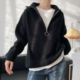 High Neck Ring Zipper Sweater For Women Autumn Winter Thicken Oversized Women