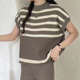 Striped Blouse Summer New Campus Style Design Small Relaxed Leisure Wind Shoulder Dress