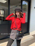 Xixi 2025 Autumn White Standard Solid Color Wool Knitted Sling Vest Sweater Coat Two-Piece Suit Female