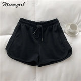 Summer Cotton Casual Shorts For Women Elastic Waist Loose Gray Short Pants Women High Waist Shorts Summer Hot