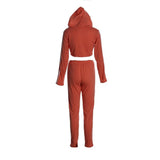 Piece Set Fitness Casual Tracksuit Women Side Striped Hoodies Cropped Tops and Pants Jogger Two Piece Outfits Chandal Mujer