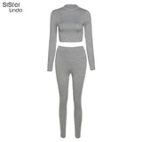 Sisterlinda Women Sporty Active Wear Matching Sets Fall Long Sleeve Tops Tees And Leggings 2 Two Piece Workout Outfits