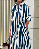 New Fashion Print Shirt Collar Long Women's