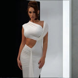 Women's Clothing 2025 Summer New Slanted Collar Hollow Solid Sleeveless Sexy Dress Dress