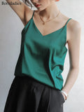 2022 Summer Fashion Silk Vest Tanks Women Basic Satin Sling Tops Versatile Solid Loose Sling Camis Female Tank
