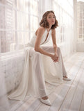 Sexy Mid Waist Deep Halter Jumpsuit Casual