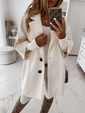 Fall Winter Wool Blends Coat for Women Korean Fashion Thick Warm Woolen Coat Elegant Lapel Blouse Female Overcoat