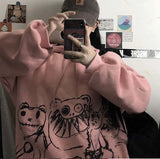 Anime Winter Women Hoodie Cute Cartoon Long Sleeve Casual Hoodie Oversized Sweatshirt Harajuku Tops Fashion Pullover