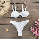 Solid Color Thoracic Split Swimsuit Women 2025 New Bikini Skirt Three-Piece Set Sexy