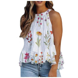 Print Round Neck Halter Sexy Sleeveless