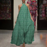 Summer Bohemian Halter Thin Dress Celmia Women Floral Print Fashion Sundress Sexy Sleeveless Backless Party Maxi