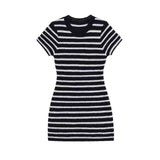 Light Luxury Striped Temperament Short-Sleeved Slimming Knitted