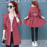 Trench Coat 2021 Autumn New Drawstring Hooded Mid Long Overcoat Plus Size 5XL Female Windbreaker Basic Coats Casual