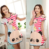 Women Cute Cartoon Polka Dot Sleepwear Short Sleeve Sleepshirt Sleepdress 10