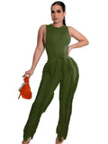 Summer Clothes Streetwear 2 Two Peice Sets Women Outfits Sleeveless Crop Top Women Tassel Shorts Green Black Matching