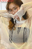 Sweater Y2k Cropped Tops Korean Clothes Knit Women Pullovers Hollow Out Thin Knitwear Long Sleeve Short Sweaters
