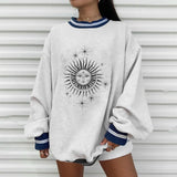 Plus Size Autumn Winter Sun Star Sweatershirts Womens Casual Loose Pullover Cute Youg Girls Hoodies Female Clothes Gray