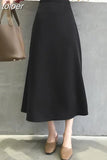 Summer Elegant Women Skirt Ladies Satin Skirt Plain Shiny Vintage Skirts Solid Office High Waist Fashion Party Skirts