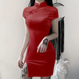 New Slim High-Waisted Cheongsam Dress Improved Summer Skirt Vintage Skirt Women's Dress-Outfit