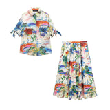 2024 New Street Style Printed Shirt 2565157 Printed Fan Flute Skirt 2516158 Set-Outfit