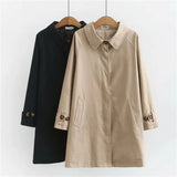 Plus size 4XL women's trench coat loose outerwear hide button windbreaker female casual tops solid color cotton trench