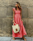Summer Patchwork Plaid Elastic Large Swing