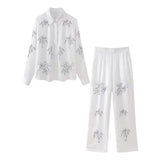 Street Style Beaded Embroidered Shirt With Beaded Embroidered Pants In Spring 2024-Outfit