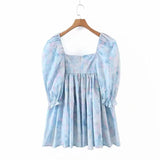 Princess Dress For Women Puff Sleeve Square Collar Office Lady Elegant Lovely Fashion Personality Birthday Mini