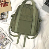 Women Safari Style Patchwork Nylon Multi-pockets Harajuku Waterproof Laptops School Collage Simple All-match
