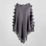 Cloak Sweater Shawl Outwear Warm Tassel Shawl Hairball Knitted Women Casual Loose Poncho Cape Coat Cloak Knitting