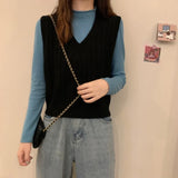 and Autumn Models 2021 New Women's Sweater White V-neck Vest Vest Sweater Sweater Loose Short Outer Jacket